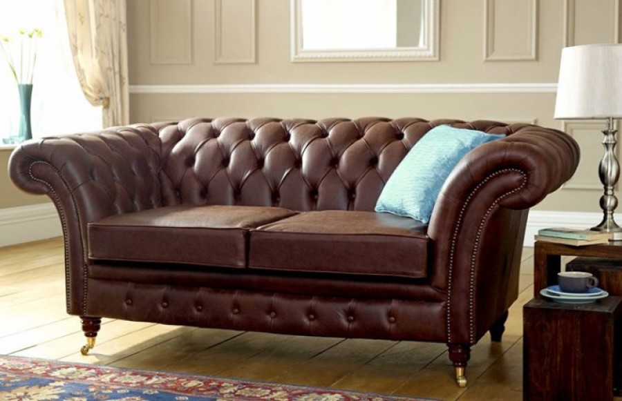 Blenheim Leather Chesterfield Sofa - 3.5 Seater - Old English Tan