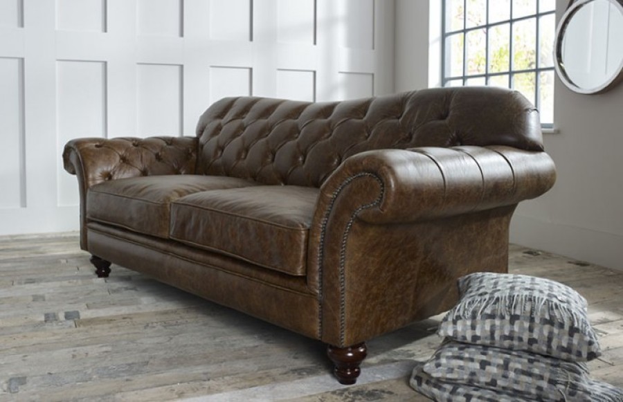 Drummond Vintage Leather Sofa - 3 Seater - Old English Tan