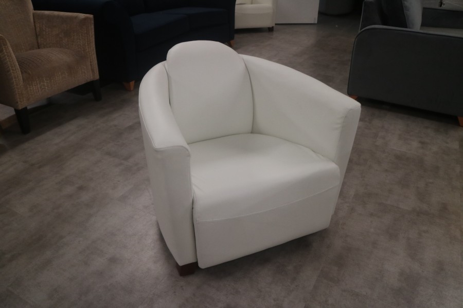 Hudson Leather Tub Chair - Hudson 1str Tub Chair - Vele White