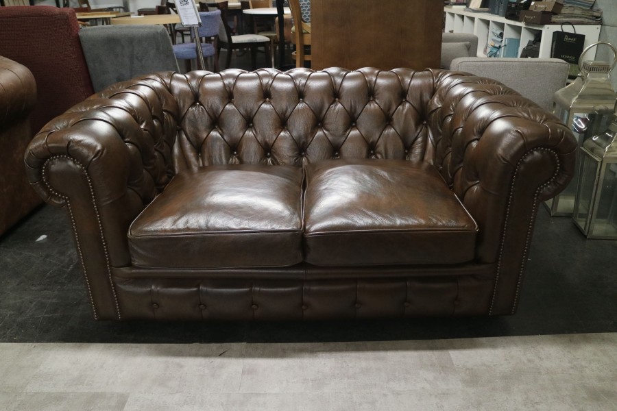 Burwood Vintage Leather Chesterfield - 2 Seater - Brooklyn Oak