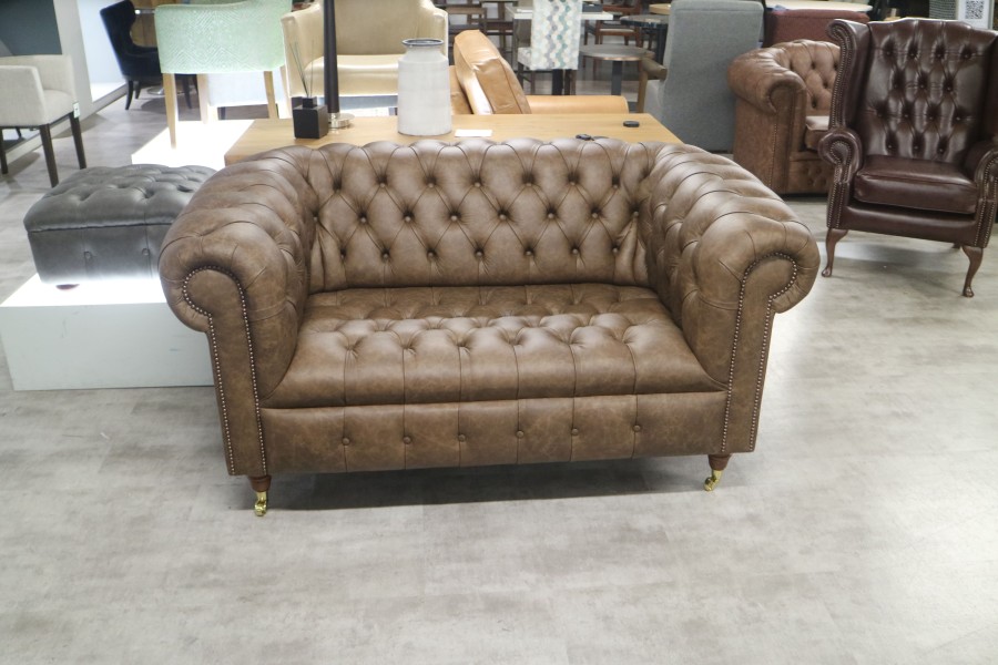 Woodford Vintage Leather Chesterfield - 2 Seater - Apache Rum