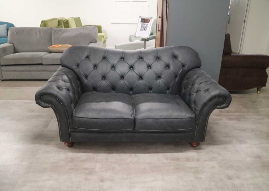 Drummond Vintage Leather Sofa - 2 Seater - Apache Night Blue