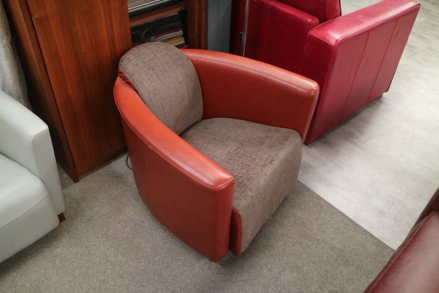 Hudson Tub Chair - Leather/Fabric Mix