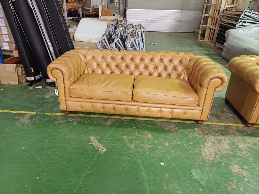 Burwood Leather Sofa - 3 Seater - Old English Tan