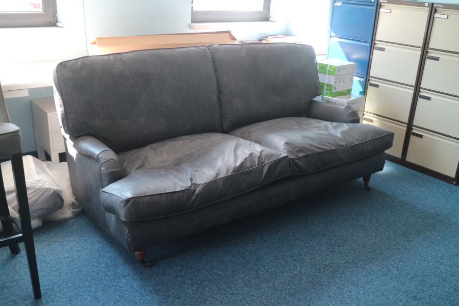 Downton Vintage Leather Sofa - 3.5 Seater - Apache Pewter