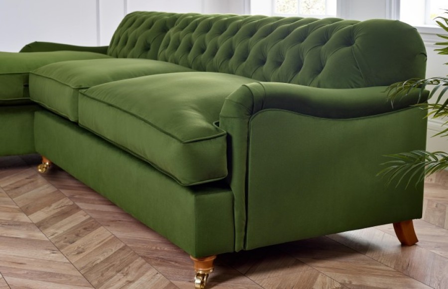 Harris Vintage Fabric Left Hand Facing Chaise Sofabed - 3.5 x Chaise Sofabed - Moleskin Spruce