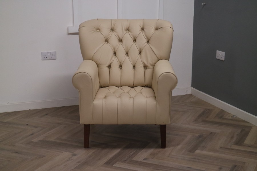 Oliver Leather Spoon Back Chair - Bespoke Cream