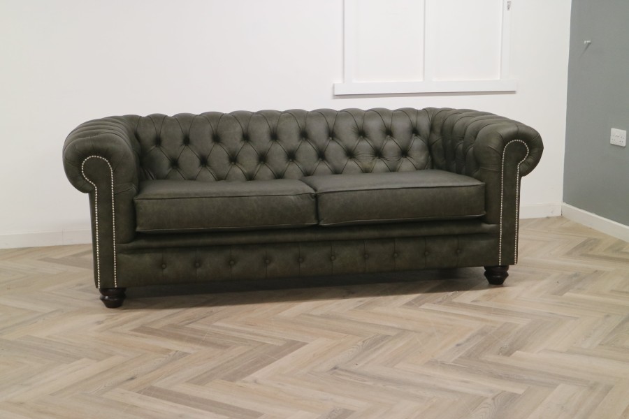 Burwood Leather Sofa - 3 Seater - Apache Sage