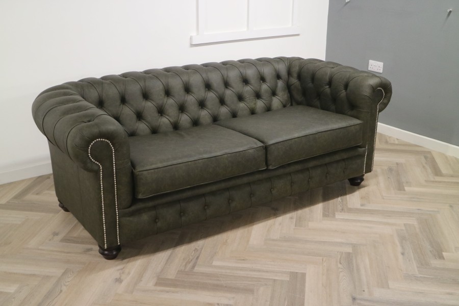 Burwood Leather Sofa - 3 Seater - Apache Sage