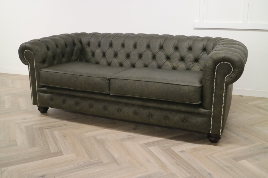 Burwood Leather Sofa - 3 Seater - Apache Sage