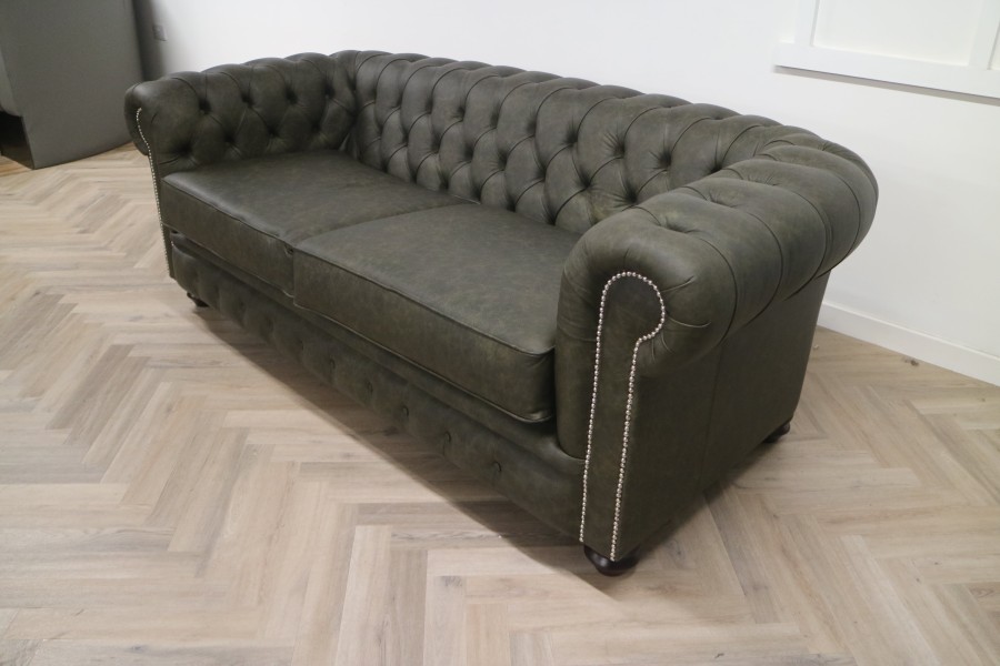 Burwood Leather Sofa - 3 Seater - Apache Sage