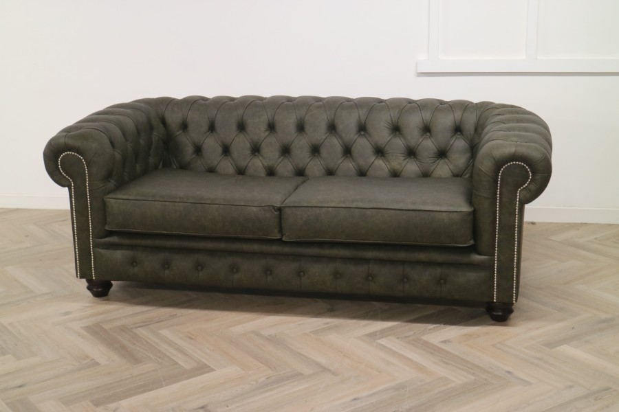 Burwood Leather Sofa - 3 Seater - Apache Sage