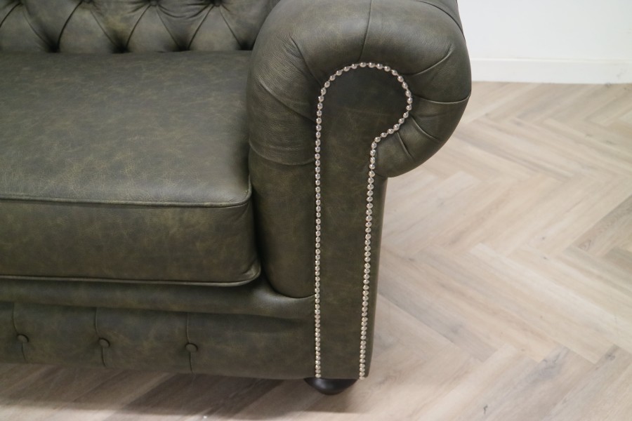 Burwood Leather Sofa - 3 Seater - Apache Sage