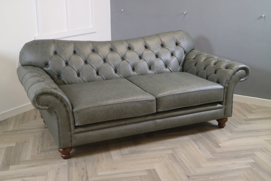 Arundel Vintage Leather Sofa - 3 Seater - Dune Grey