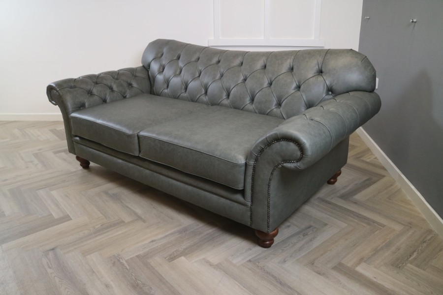 Arundel Vintage Leather Sofa - 3 Seater - Dune Grey