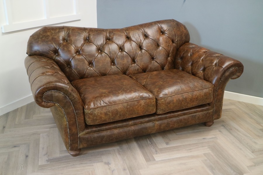 Drummond Vintage Brown Leather Sofa - 2 Seater - Vintage Cognac