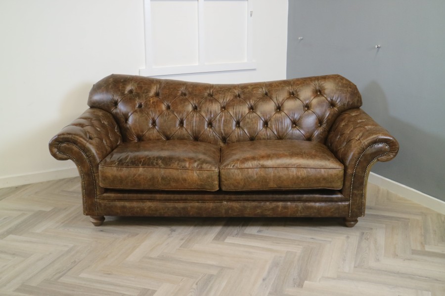 Drummond Vintage Brown Leather Sofa - 3 Seater - Vintage Cognac