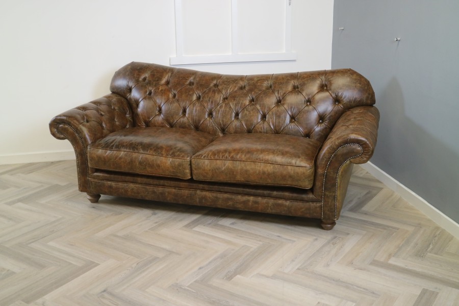 Drummond Vintage Brown Leather Sofa - 3 Seater - Vintage Cognac