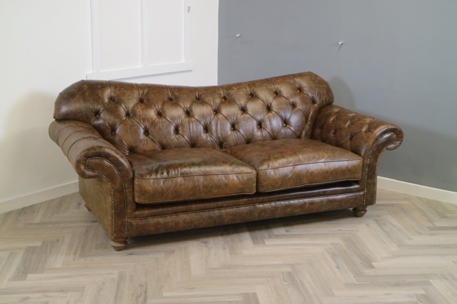 Drummond Vintage Brown Leather Sofa - 3 Seater - Vintage Cognac