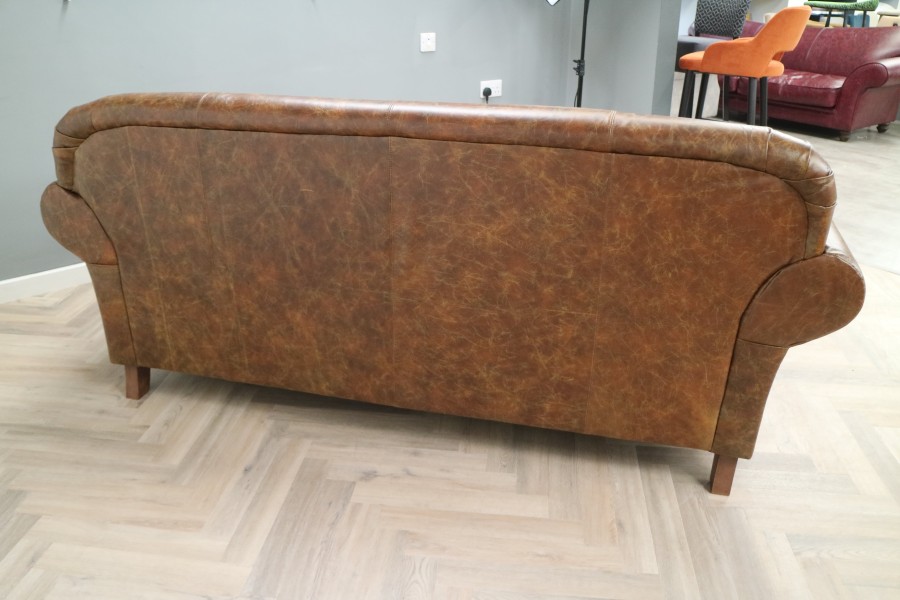 Henley Distinctive Leather Sofa - 3 Seater - Vintage Cognac