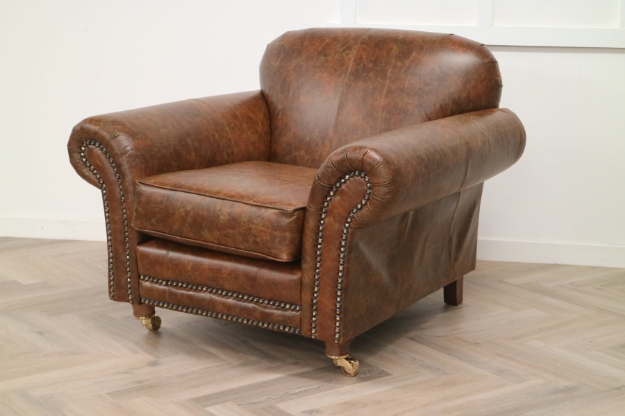 Henley Distinctive Leather Sofa - Chair - Vintage Cognac
