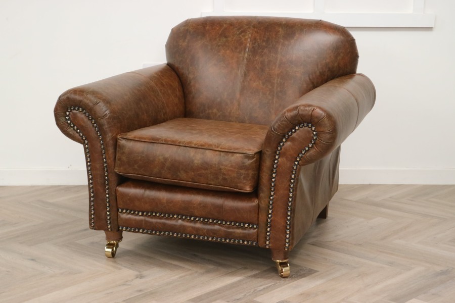 Henley Distinctive Leather Sofa - Chair - Vintage Cognac