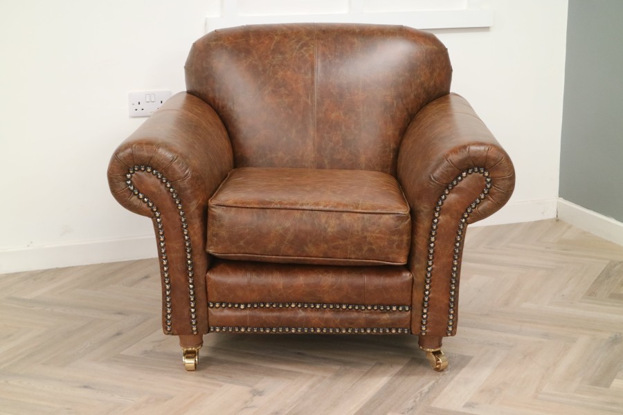 Henley Distinctive Leather Sofa - Chair - Vintage Cognac