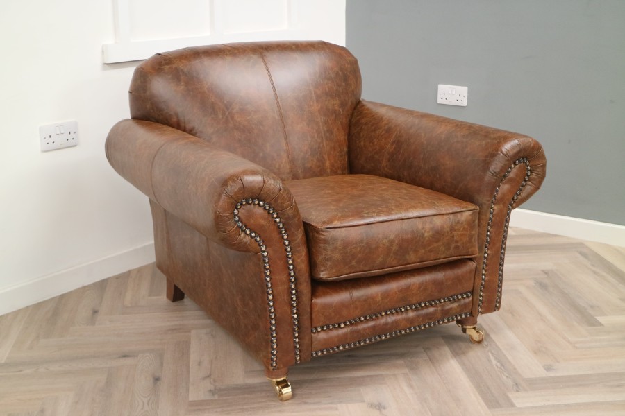 Henley Distinctive Leather Sofa - Chair - Vintage Cognac