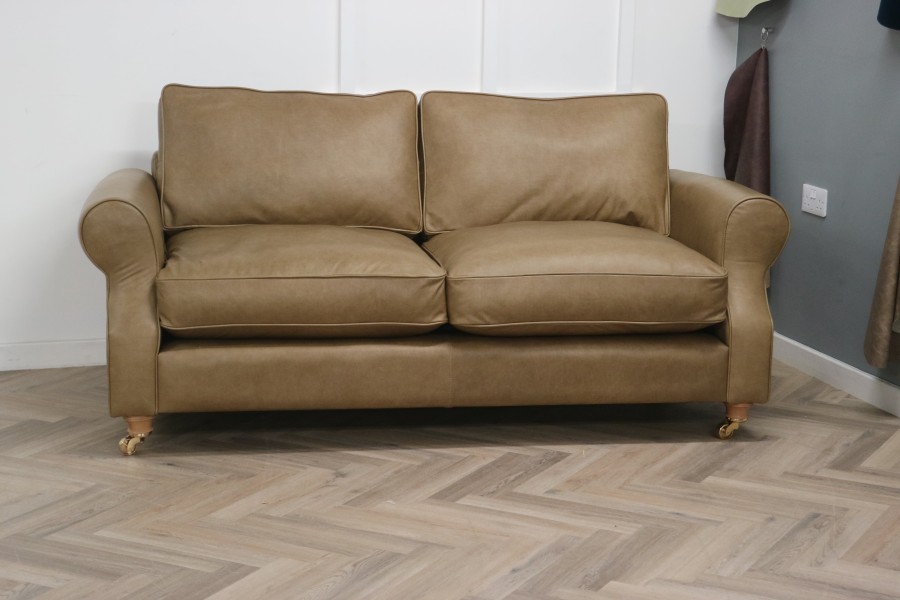 Churchill Traditional Leather Sofa - 3 Seater - Amalfi Stone