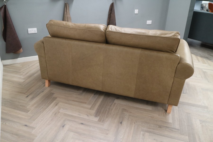 Churchill Traditional Leather Sofa - 3 Seater - Amalfi Stone