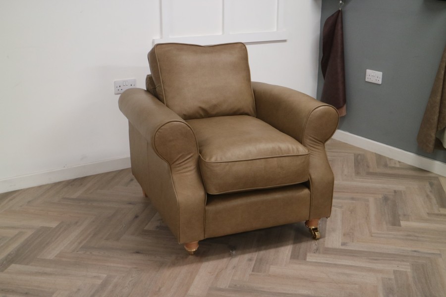 Churchill Traditional Leather Sofa - Chair - Amalfi Stone