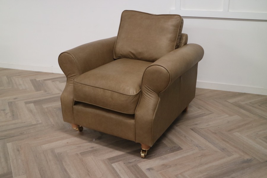 Churchill Traditional Leather Sofa - Chair - Amalfi Stone