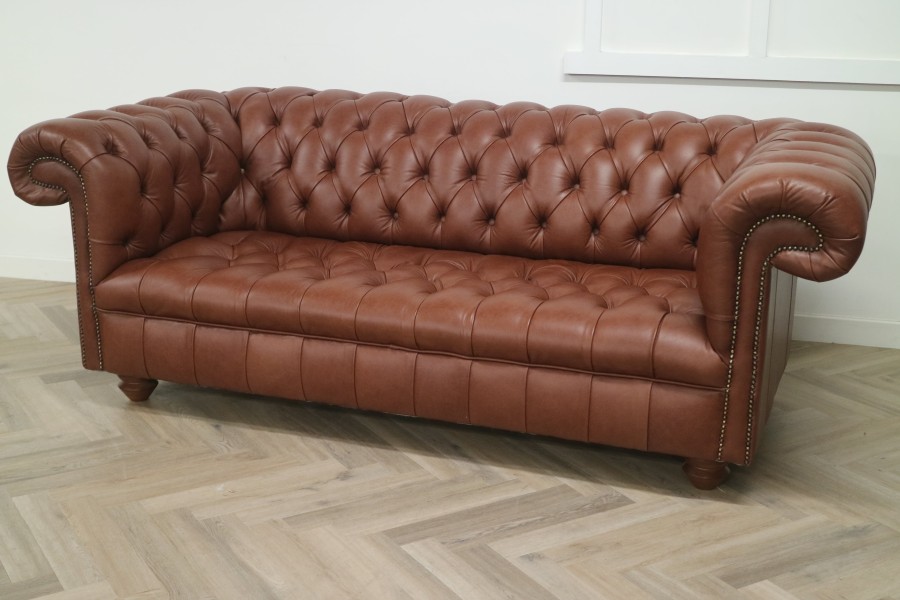Berwick Vintage Leather Chesterfield - 3 Seater - Dune Hazel