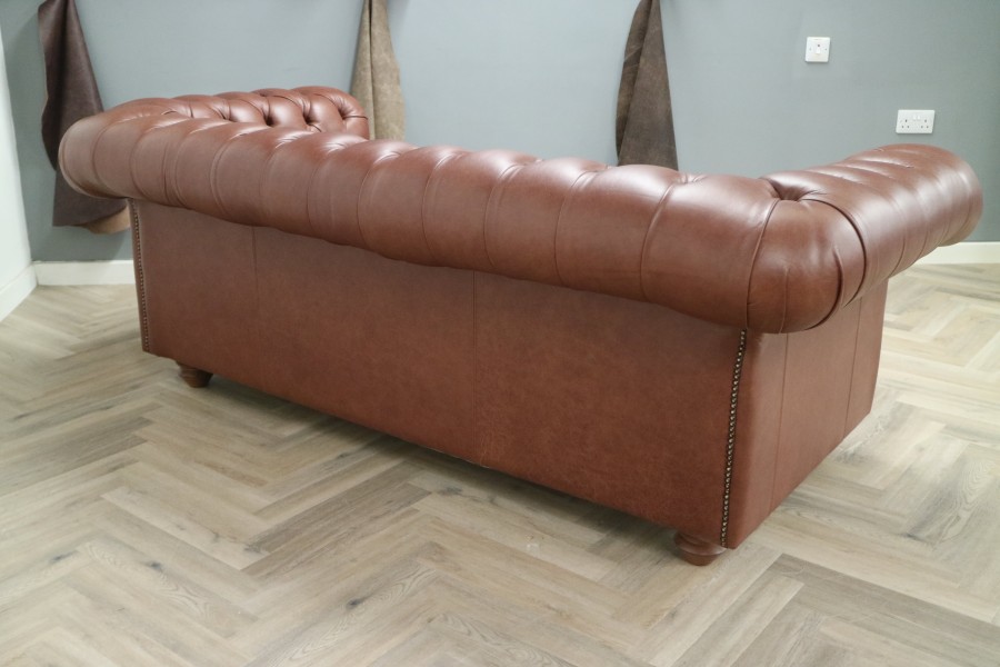 Berwick Vintage Leather Chesterfield - 3 Seater - Dune Hazel