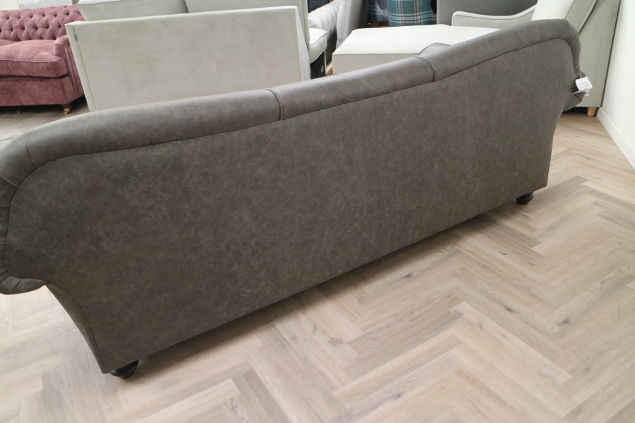 St David Curved Back Leather Sofa - 3.5 Seater - Apache Pewter