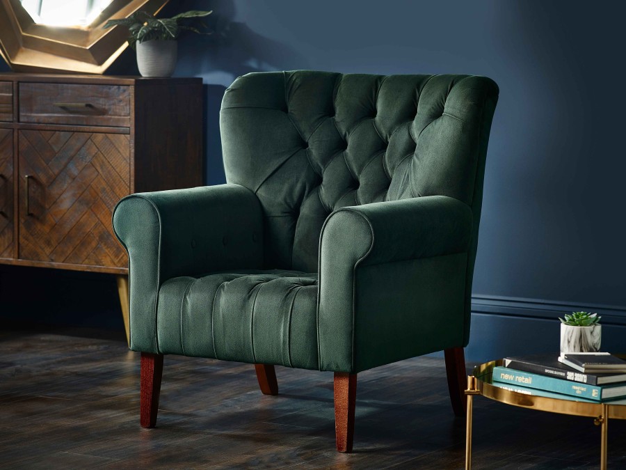 Oliver Fabric Spoon Back Chair - Plush Hunter