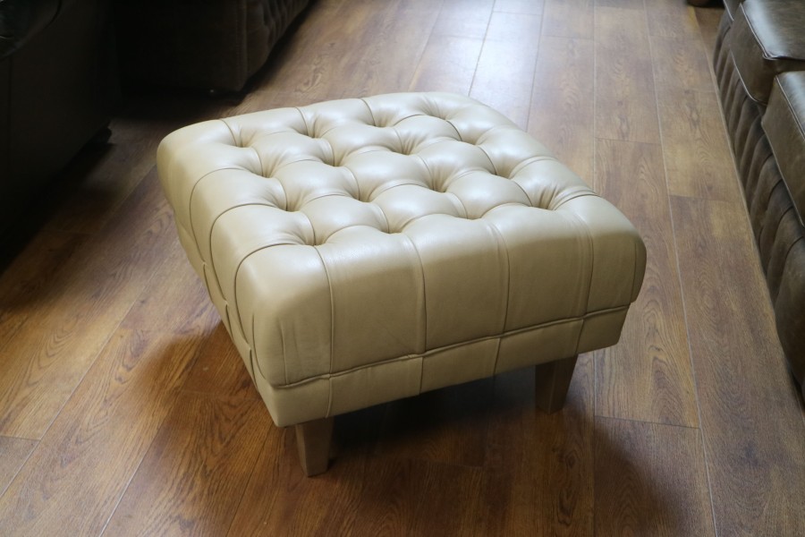 Balston Leather Chesterfield Footstool - Selvaggio Hare