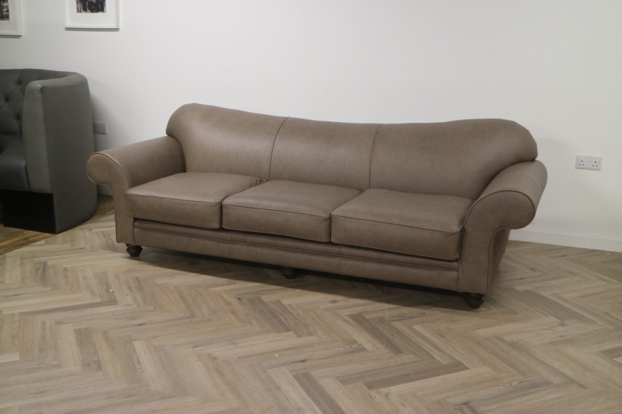 St David Curved Back Leather Sofa - 4 Seater - Mistral Canyon