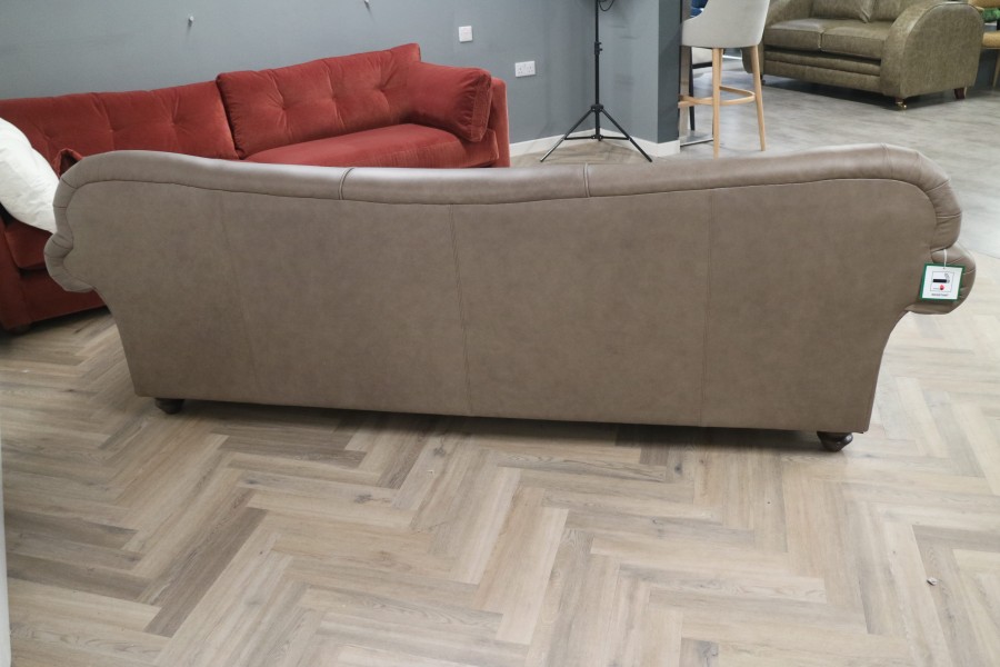 St David Curved Back Leather Sofa - 4 Seater - Mistral Canyon