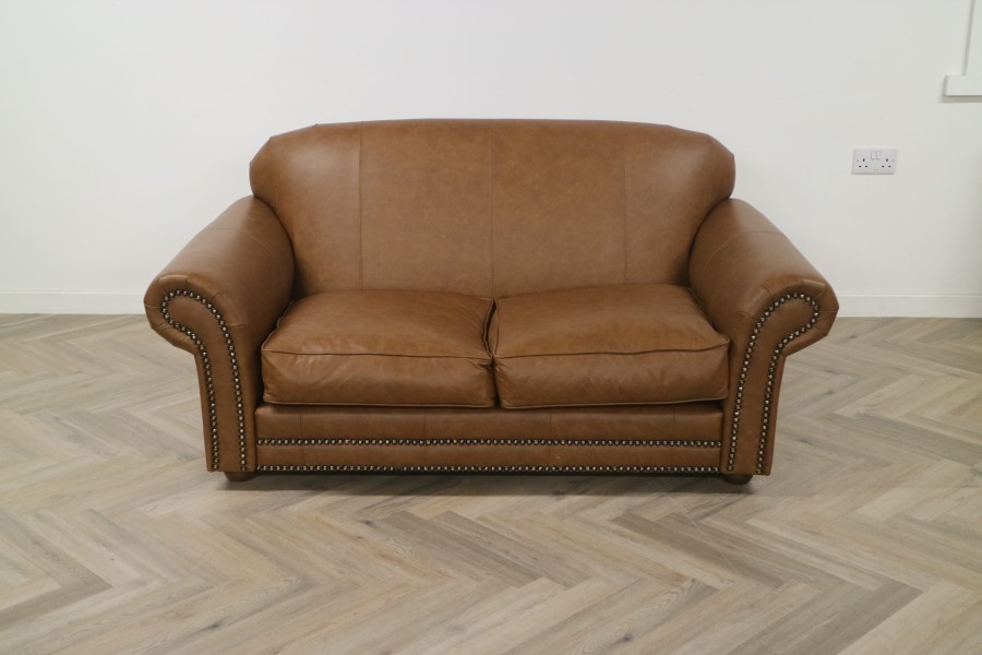 Henley Distinctive Leather Sofa - 2 Seater - Dune Fudge