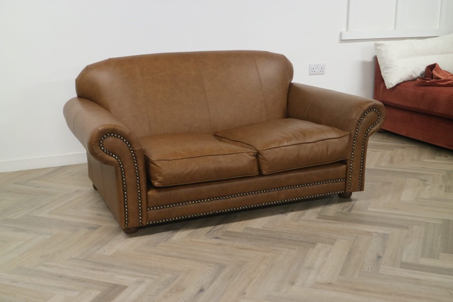 Henley Distinctive Leather Sofa - 2 Seater - Dune Fudge