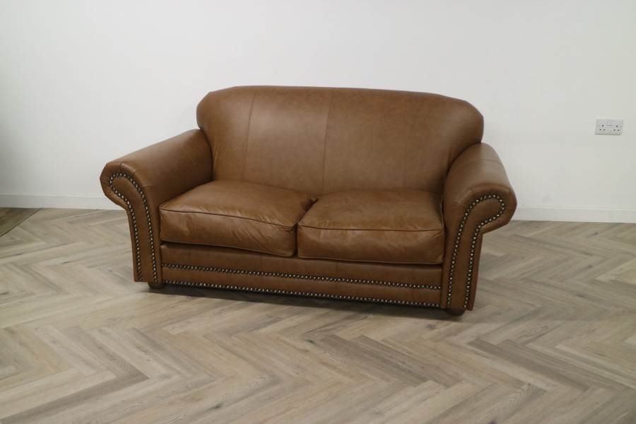 Henley Distinctive Leather Sofa - 2 Seater - Dune Fudge