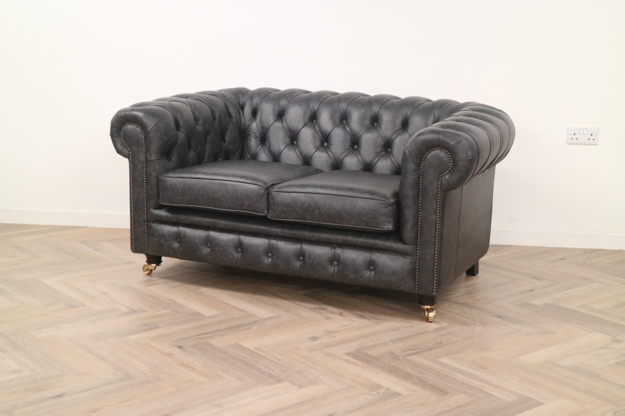 Burwood Leather Sofa - 2 Seater - Dune Charcoal