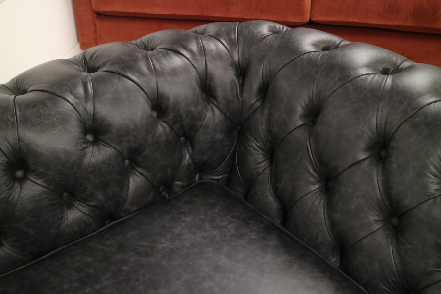 Burwood Leather Sofa - 2 Seater - Dune Charcoal