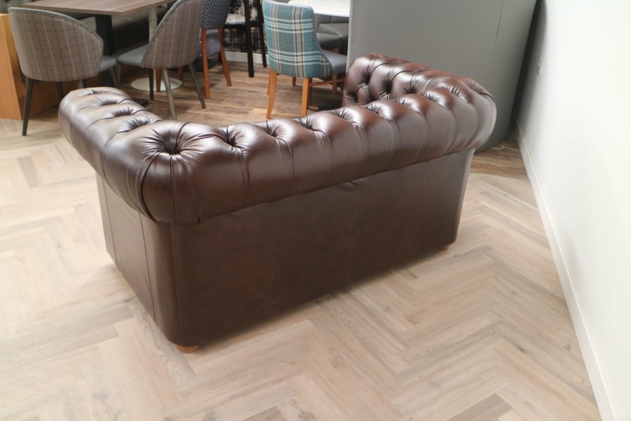 Claridge Leather Chesterfield Sofa - 2 Seater - Antique Brown