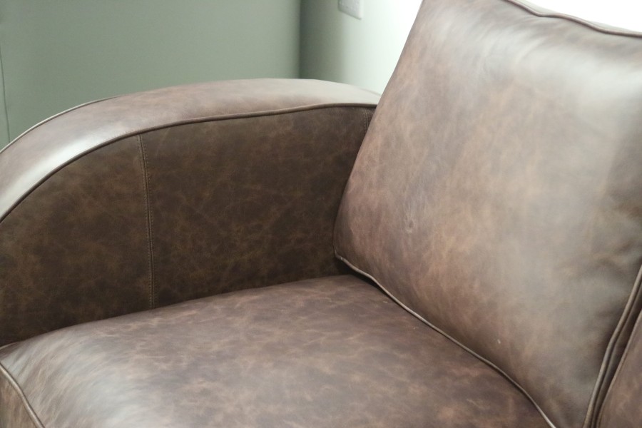 Astoria Art Deco Leather Sofa Bed - 2.5 Seater SB - Dune Coffee