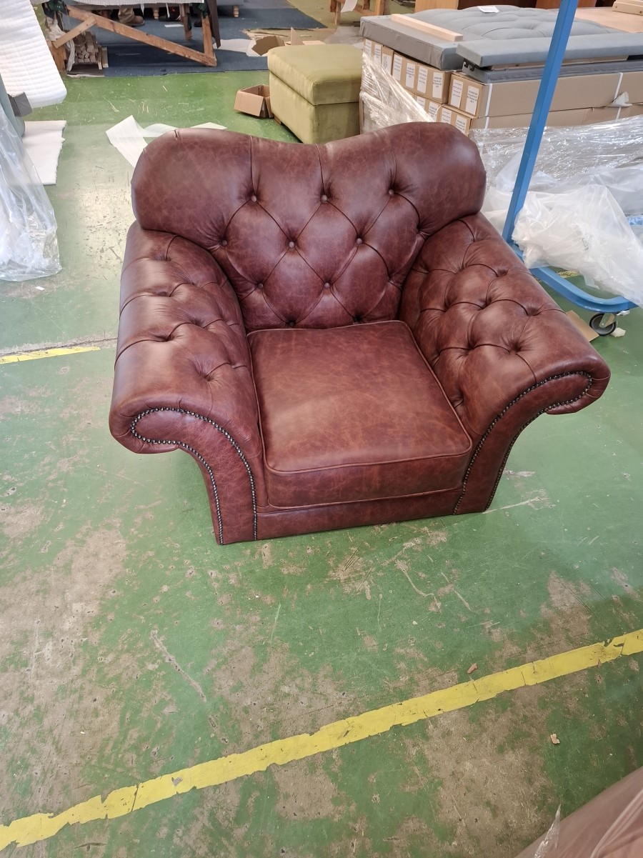 Drummond Leather Sofa - Chair - Dune Claret