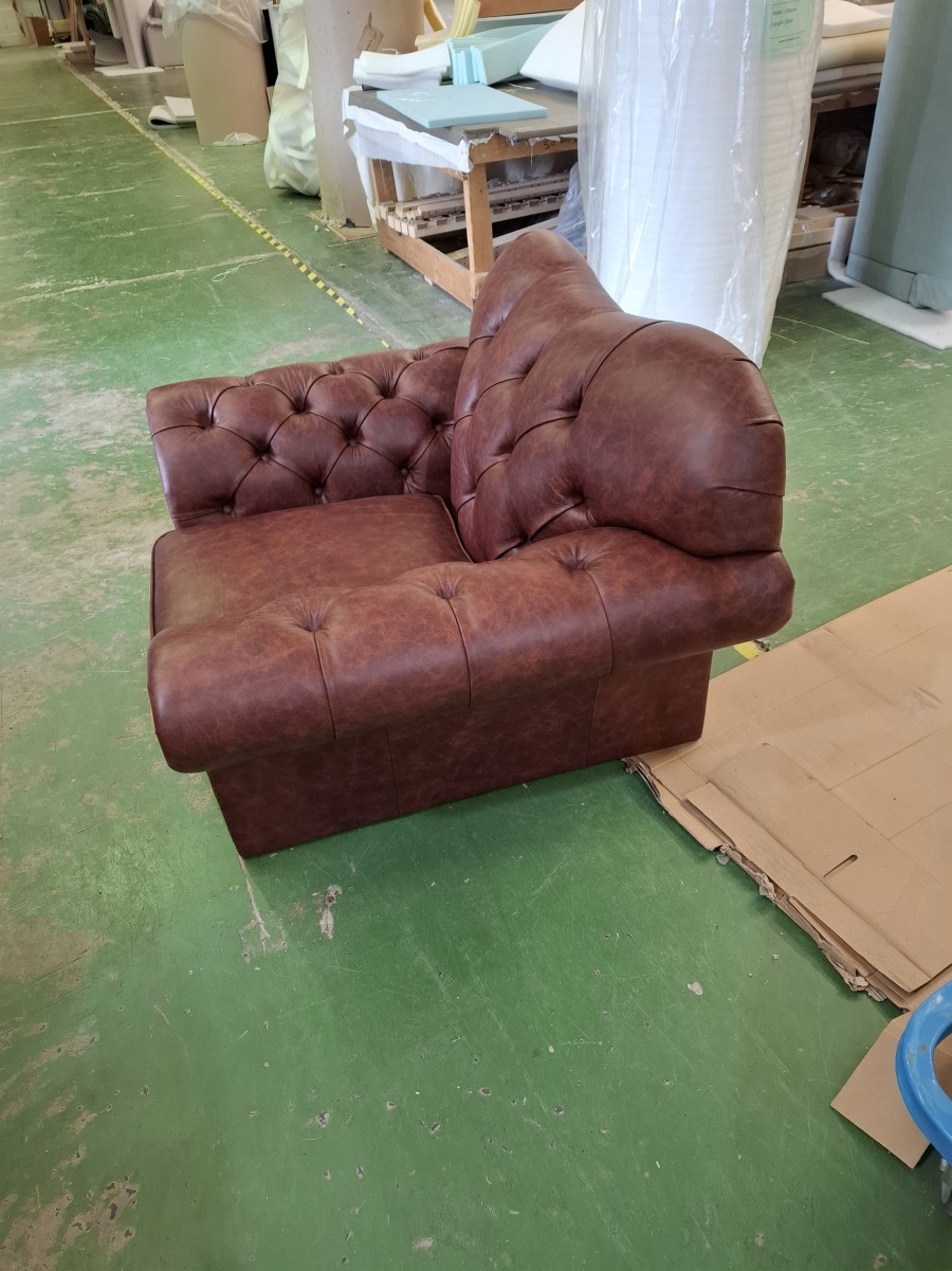 Drummond Leather Sofa - Chair - Dune Claret