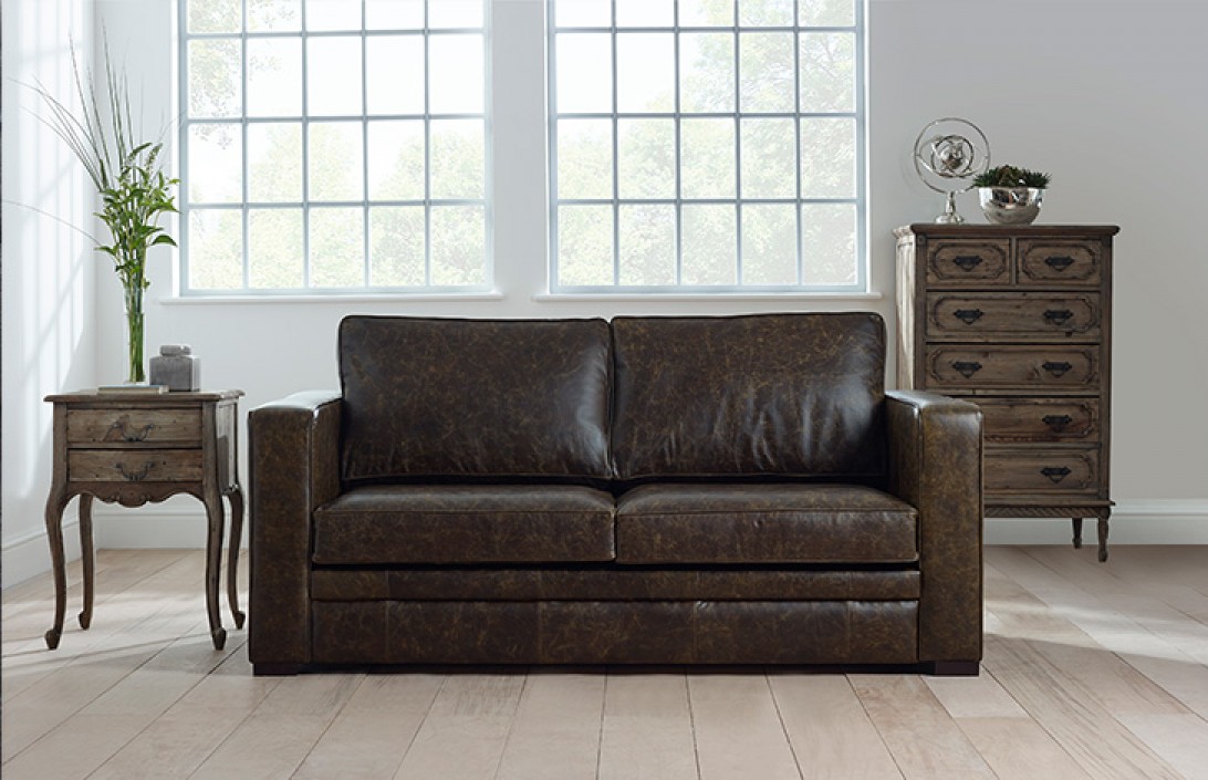 Leather look sofa bed cheap