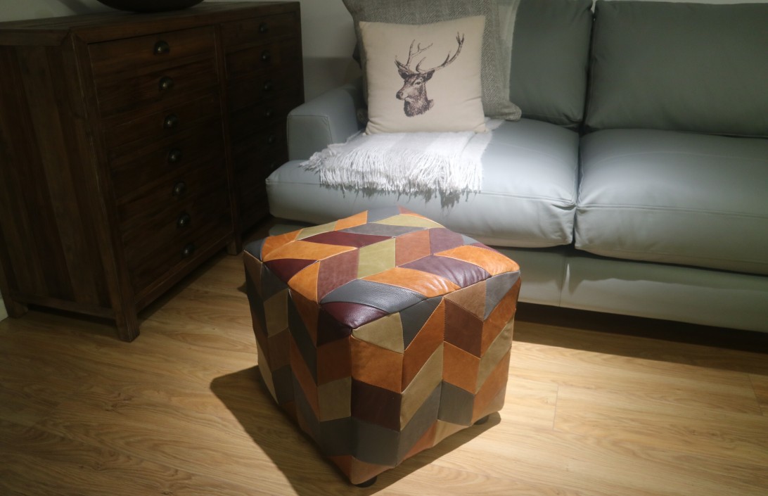 Patchwork Leather Stool